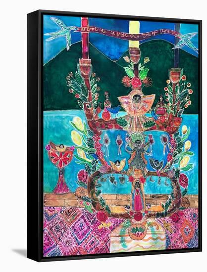 Mexican Tree of Life, 2021 (Dyes on silk )-Hilary Simon-Framed Stretched Canvas