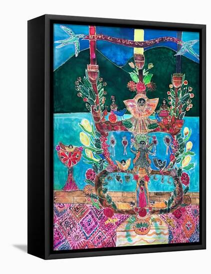 Mexican Tree of Life, 2021 (Dyes on silk )-Hilary Simon-Framed Stretched Canvas