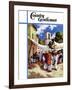 "Mexican Village Market," Country Gentleman Cover, June 1, 1938-G. Kay-Framed Giclee Print