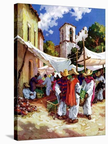 "Mexican Village Market,"June 1, 1938-G. Kay-Stretched Canvas