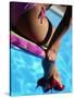 Mexican Woman in Bikini by Swimming Pool-Mitch Diamond-Stretched Canvas