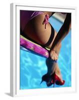 Mexican Woman in Bikini by Swimming Pool-Mitch Diamond-Framed Premium Photographic Print