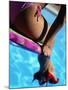 Mexican Woman in Bikini by Swimming Pool-Mitch Diamond-Mounted Premium Photographic Print