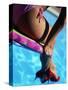 Mexican Woman in Bikini by Swimming Pool-Mitch Diamond-Stretched Canvas