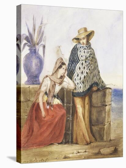 Mexican Women, Watercolour by Mathilde De La Borde, 1835-null-Stretched Canvas