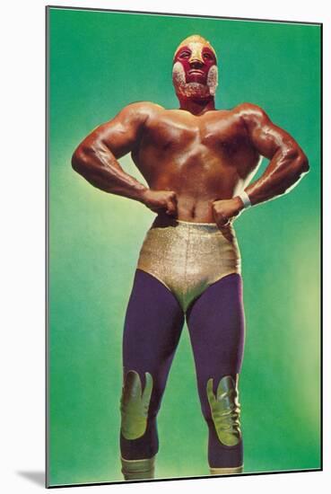 Mexican Wrestler Body Builder-null-Mounted Art Print