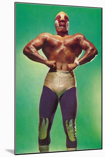 Mexican Wrestler Body Builder-null-Mounted Art Print