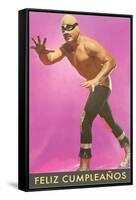 Mexican Wrestler, Feliz Cumpleanos-null-Framed Stretched Canvas