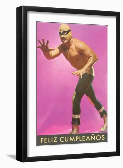 Mexican Wrestler, Feliz Cumpleanos-null-Framed Art Print