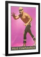 Mexican Wrestler, Feliz Cumpleanos-null-Framed Art Print