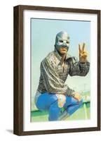 Mexican Wrestler in Lounge Singer Shirt-null-Framed Art Print