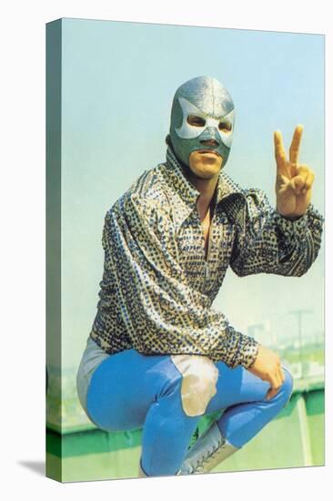 Mexican Wrestler in Lounge Singer Shirt-null-Stretched Canvas