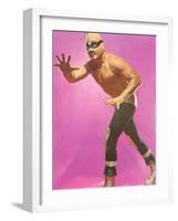 Mexican Wrestler Ready for Take-Down-null-Framed Art Print