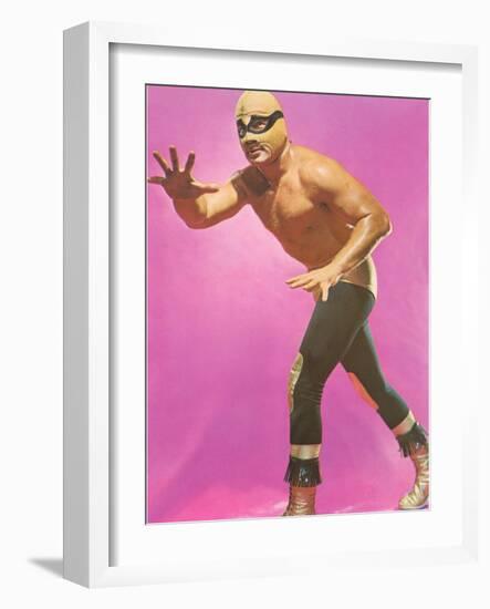 Mexican Wrestler Ready for Take-Down-null-Framed Art Print