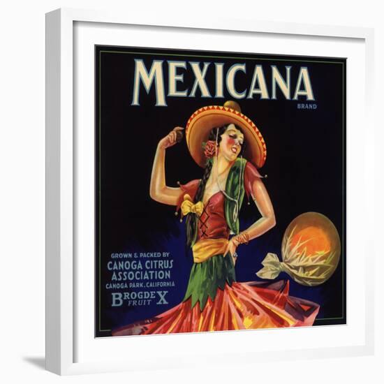 Mexicana Brand - Canoga Park, California - Citrus Crate Label-Lantern Press-Framed Premium Giclee Print