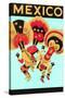 Mexico: 3 Male Dancers with Headdresses-null-Stretched Canvas