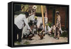 Mexico - A Cock Fight Scene-Lantern Press-Framed Stretched Canvas
