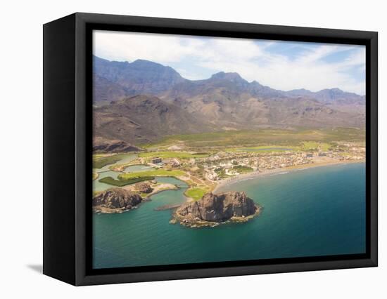 Mexico, Baja California Sur. Aerial view of Loreto Bay, Nopolo Rock, Sierra de la Giganta.-Trish Drury-Framed Stretched Canvas