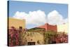 Mexico, Baja California Sur, Loreto Bay. Bougainvillea and clouds-Trish Drury-Stretched Canvas