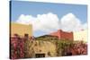 Mexico, Baja California Sur, Loreto Bay. Bougainvillea and clouds-Trish Drury-Stretched Canvas