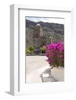 Mexico, Baja California Sur, Sea of Cortez. Mission San Francisco Javier with bougainvillea blooms-Trish Drury-Framed Photographic Print