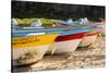 Mexico, Baja California Sur, Todos Santos, Cerritos Beach. Boats pulled up on the beach.-Merrill Images-Stretched Canvas