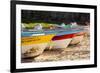 Mexico, Baja California Sur, Todos Santos, Cerritos Beach. Boats pulled up on the beach.-Merrill Images-Framed Photographic Print