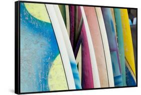 Mexico, Baja California Sur, Todos Santos, Cerritos Beach. Surfboards.-Merrill Images-Framed Stretched Canvas