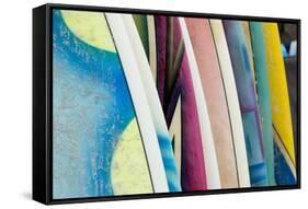 Mexico, Baja California Sur, Todos Santos, Cerritos Beach. Surfboards.-Merrill Images-Framed Stretched Canvas