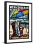 Mexico Beach, Florida - Beach Chair - Scratchboard-Lantern Press-Framed Art Print