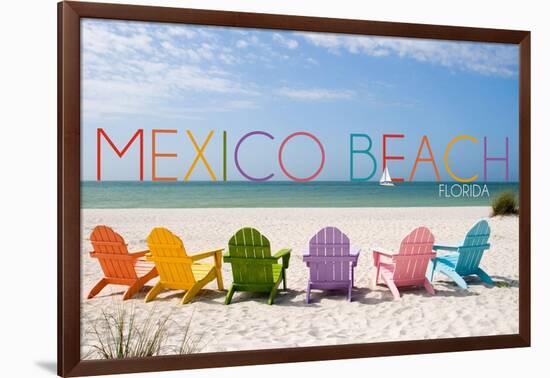 Mexico Beach, Florida - Colorful Beach Chairs-Lantern Press-Framed Art Print
