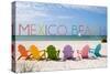 Mexico Beach, Florida - Colorful Beach Chairs-Lantern Press-Stretched Canvas