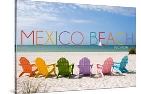 Mexico Beach, Florida - Colorful Beach Chairs-Lantern Press-Stretched Canvas