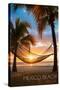 Mexico Beach, Florida - Hammock and Sunset-Lantern Press-Stretched Canvas