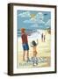 Mexico Beach, Florida - Kite Flyers and Beach-Lantern Press-Framed Art Print