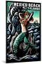 Mexico Beach, Florida - Mermaid - Scratchboard-Lantern Press-Mounted Art Print