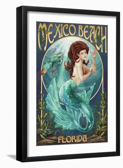 Mexico Beach, Florida - Mermaid-Lantern Press-Framed Art Print