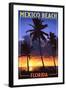 Mexico Beach, Florida - Palms and Sunset-Lantern Press-Framed Art Print