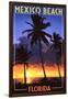 Mexico Beach, Florida - Palms and Sunset-Lantern Press-Framed Art Print
