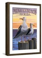 Mexico Beach, Florida - Sea Gulls-Lantern Press-Framed Art Print