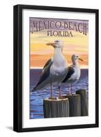 Mexico Beach, Florida - Sea Gulls-Lantern Press-Framed Art Print