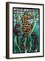 Mexico Beach, Florida - Seahorse - Scratchboard-Lantern Press-Framed Art Print