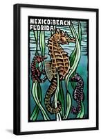 Mexico Beach, Florida - Seahorse - Scratchboard-Lantern Press-Framed Art Print