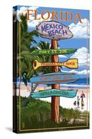 Mexico Beach, Florida - Sign Destinations-Lantern Press-Stretched Canvas