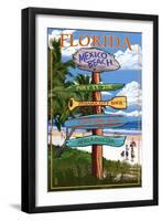 Mexico Beach, Florida - Sign Destinations-Lantern Press-Framed Art Print