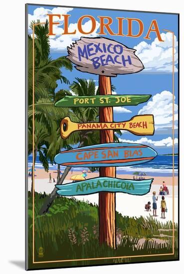 Mexico Beach, Florida - Sign Destinations-Lantern Press-Mounted Art Print
