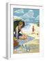 Mexico Beach, Florida - Woman and Beach Scene-Lantern Press-Framed Art Print