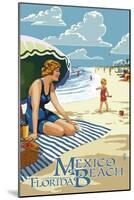 Mexico Beach, Florida - Woman and Beach Scene-Lantern Press-Mounted Art Print