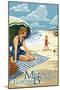 Mexico Beach, Florida - Woman and Beach Scene-Lantern Press-Mounted Art Print