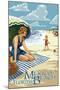 Mexico Beach, Florida - Woman and Beach Scene-Lantern Press-Mounted Art Print